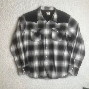 Levis pearl snap mens western plaid corduroy shoulders‎ cowboy xl